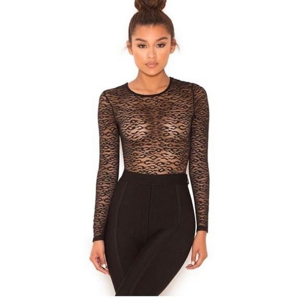 HOUSE OF CB Carmine Black Lace Bodysuit